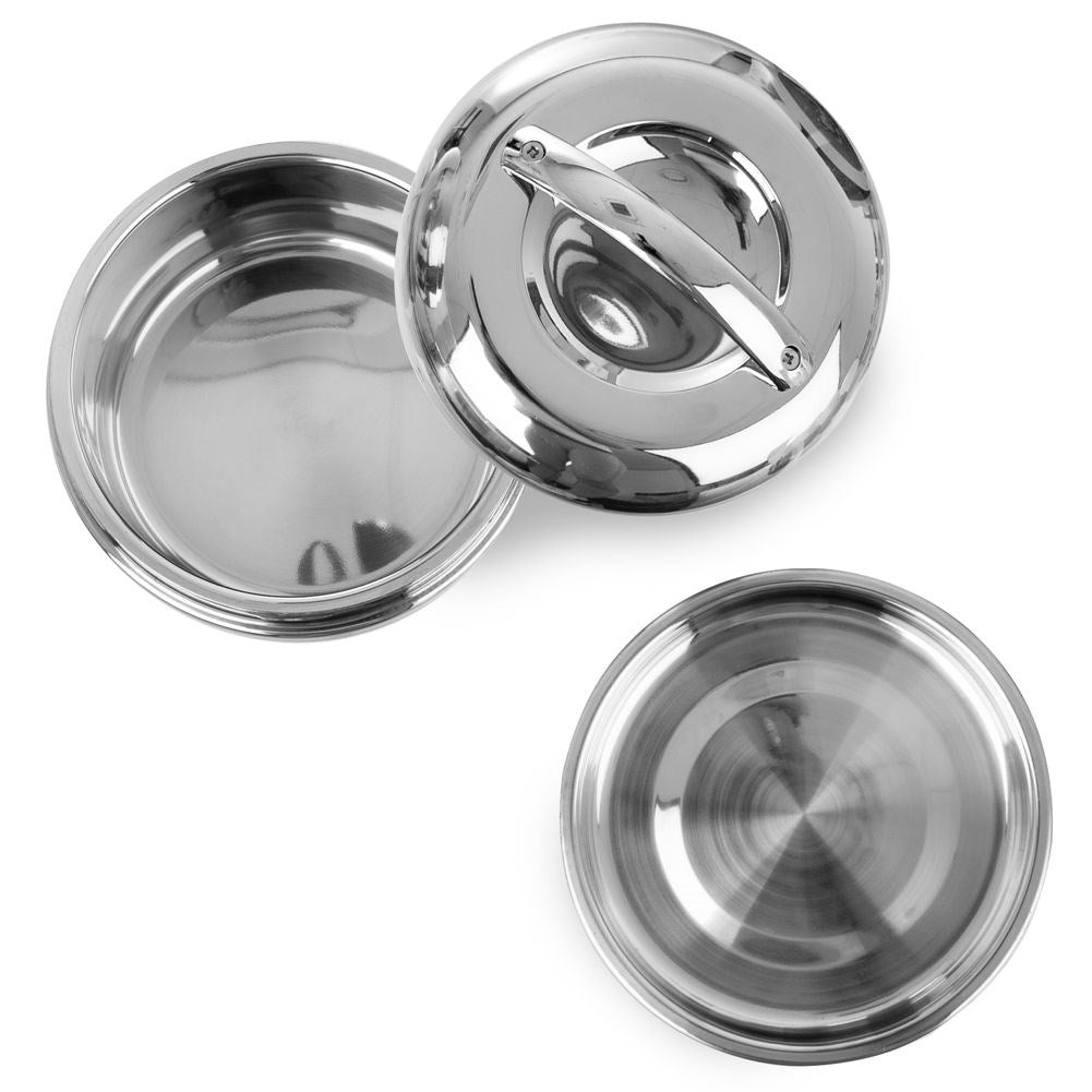 Food container in stainless steel with extra soup bowl