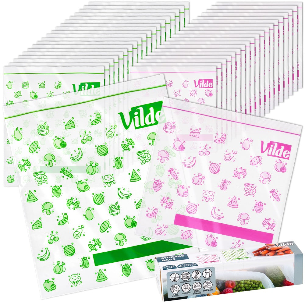 Food ziplock bags 20.5x21 cm / 24x29 cm, 40 pcs.