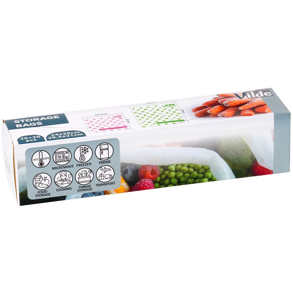 Food ziplock bags 20.5x21 cm / 24x29 cm, 40 pcs.