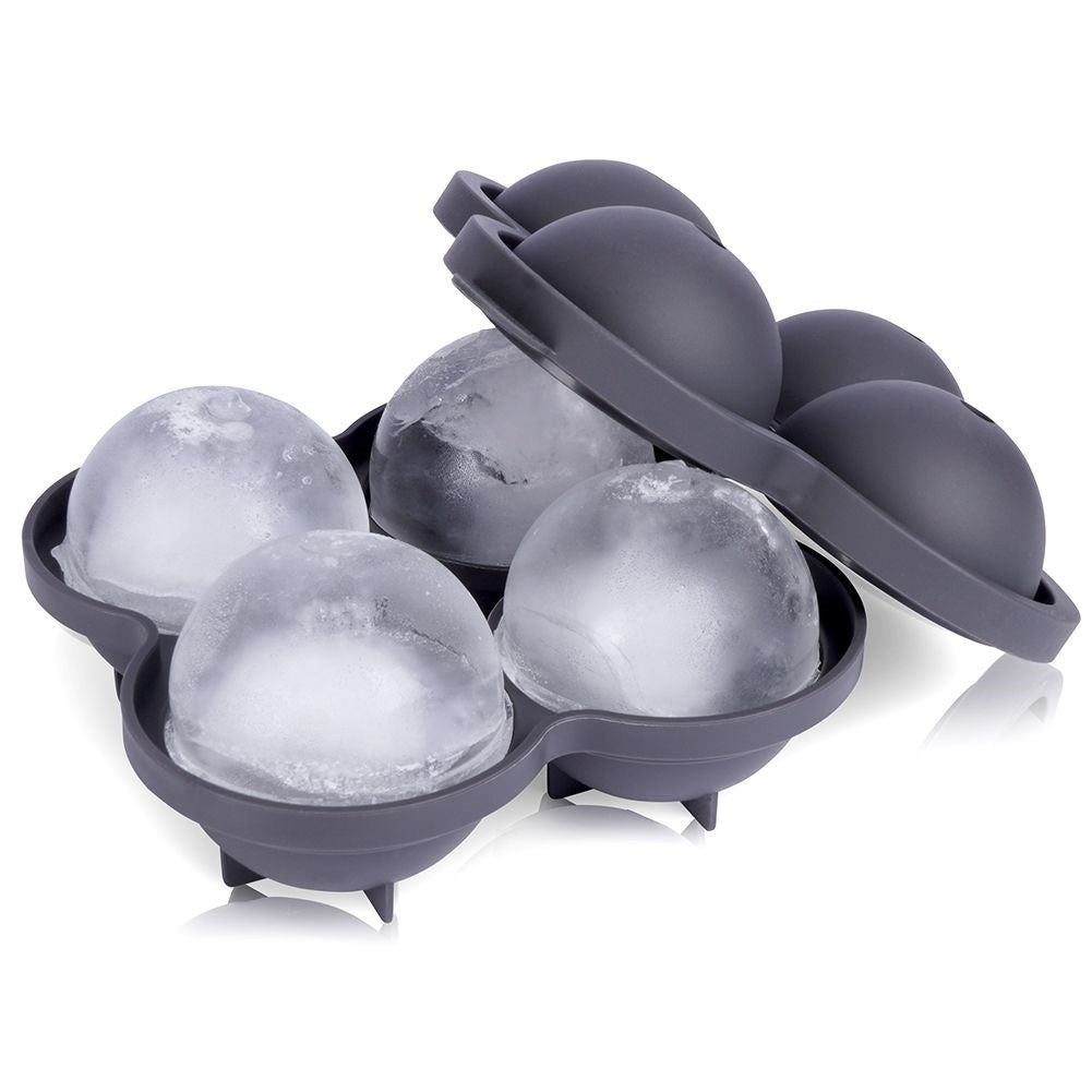 Form for four large ice balls, 8 cm, black thermoplastic