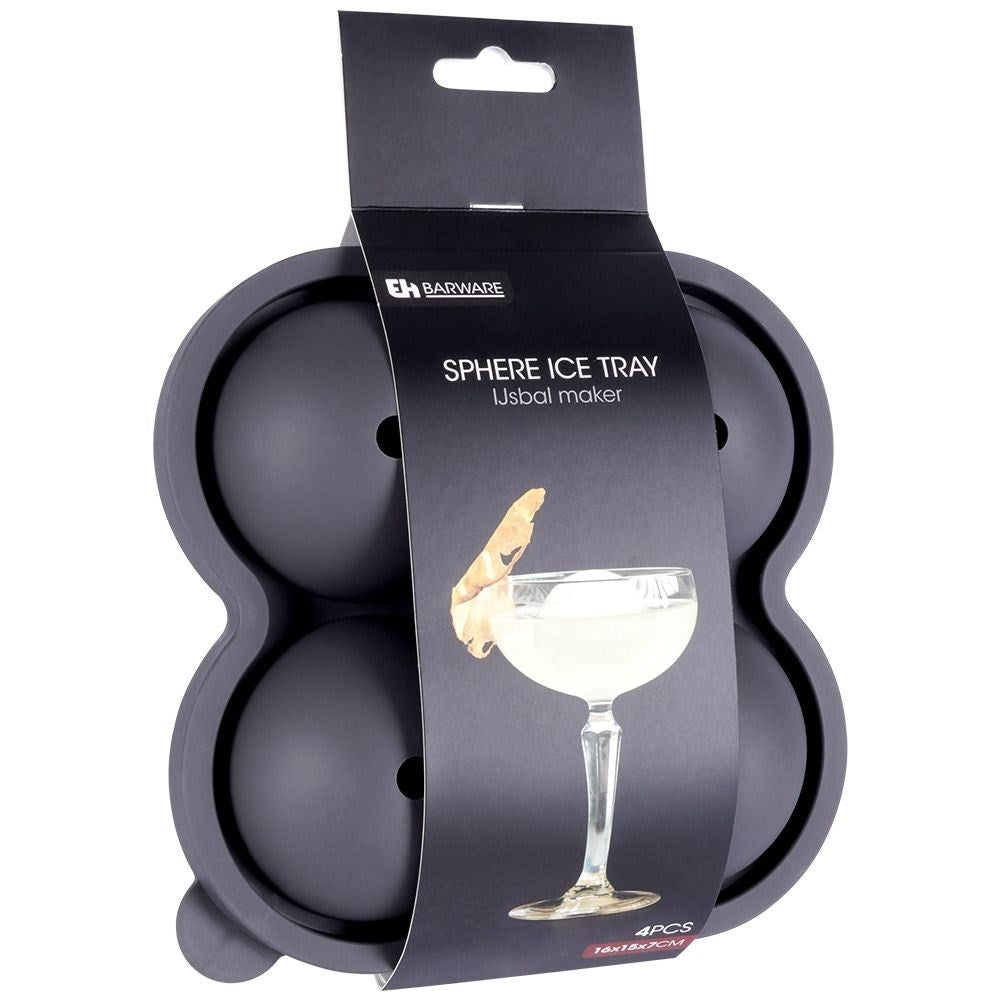 Form for four large ice balls, 8 cm, black thermoplastic