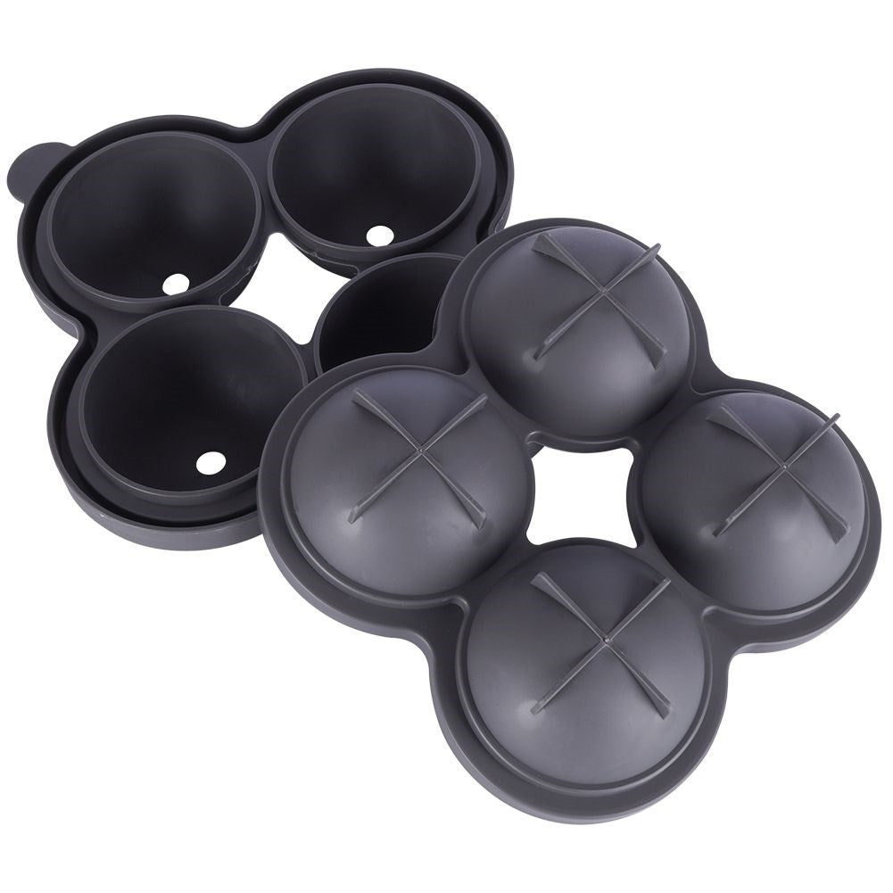 Form for four large ice balls, 8 cm, black thermoplastic