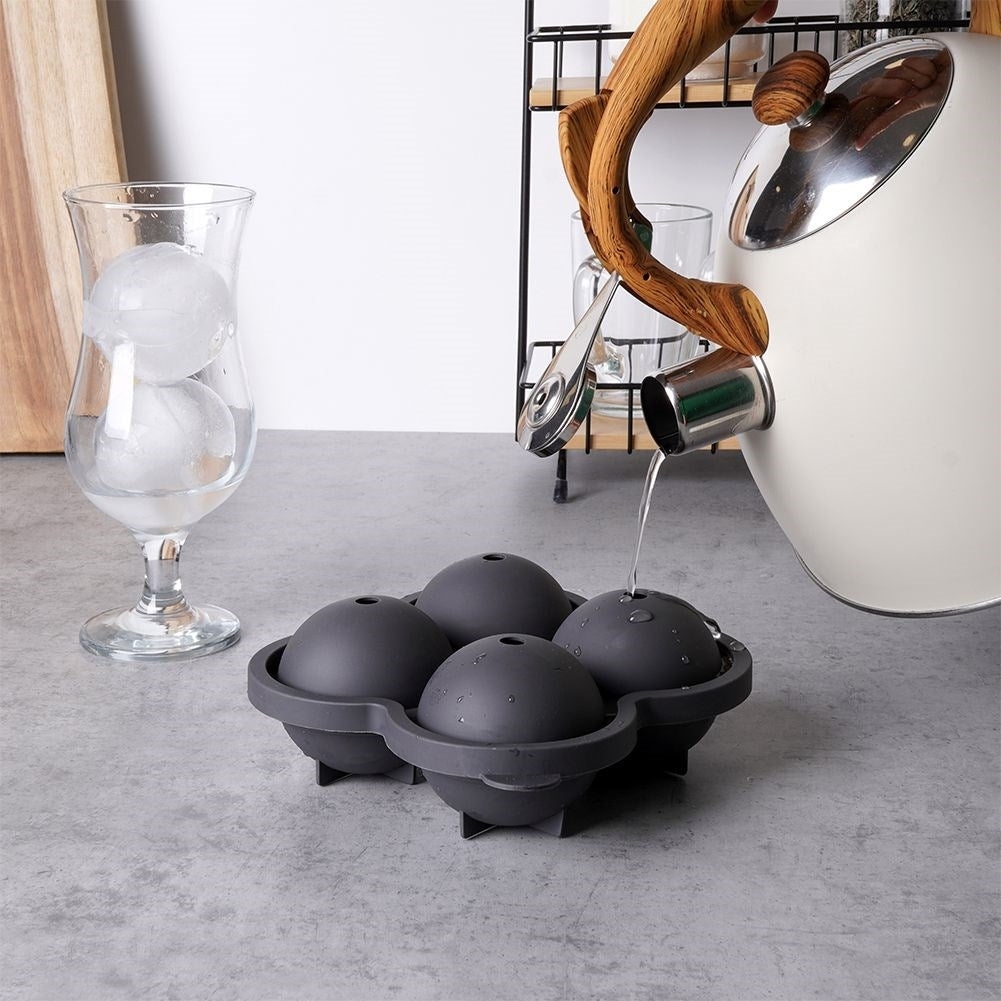 Form for four large ice balls, 8 cm, black thermoplastic