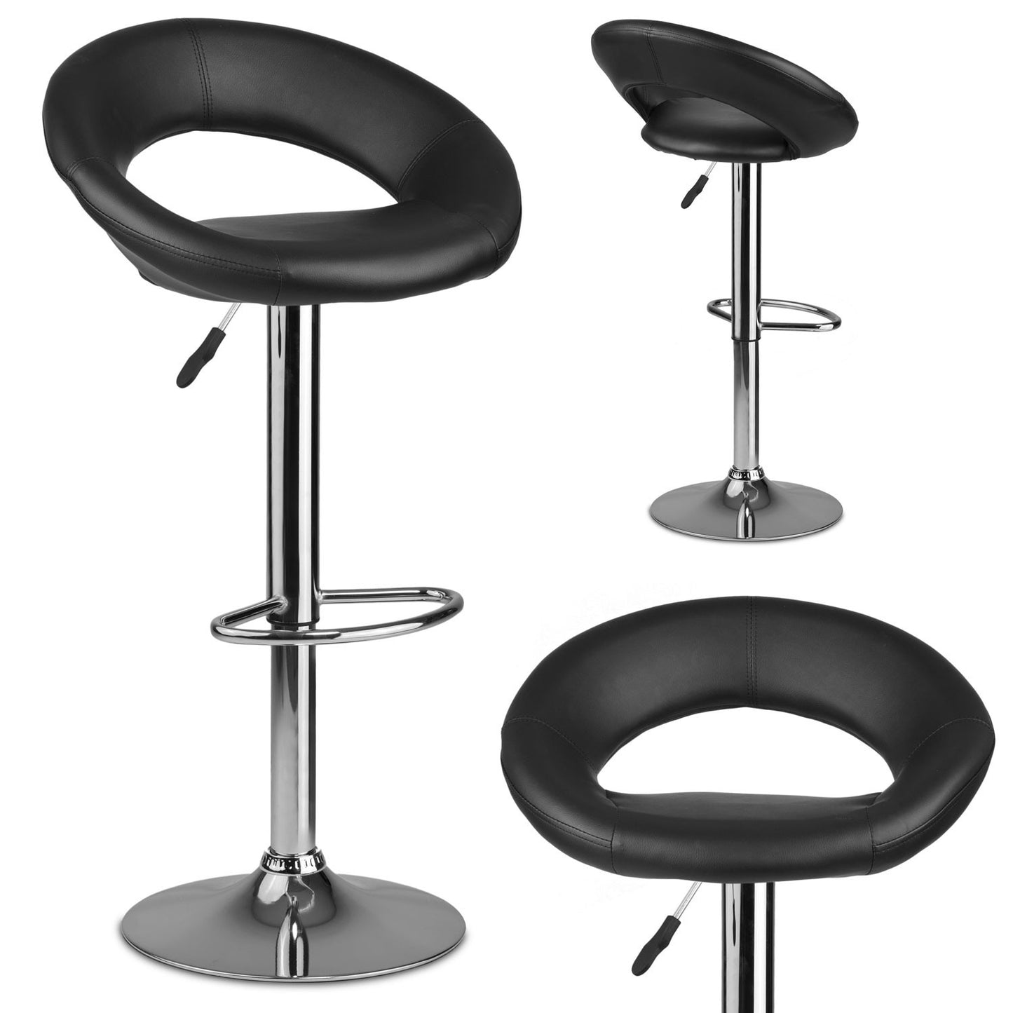 Forza bar stool with backrest - 2 pieces - black