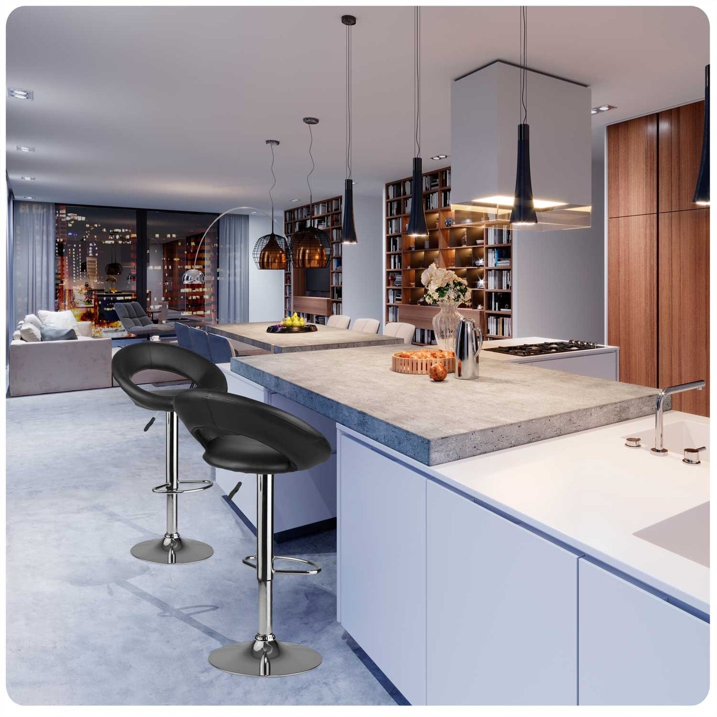 Forza bar stool with backrest, black