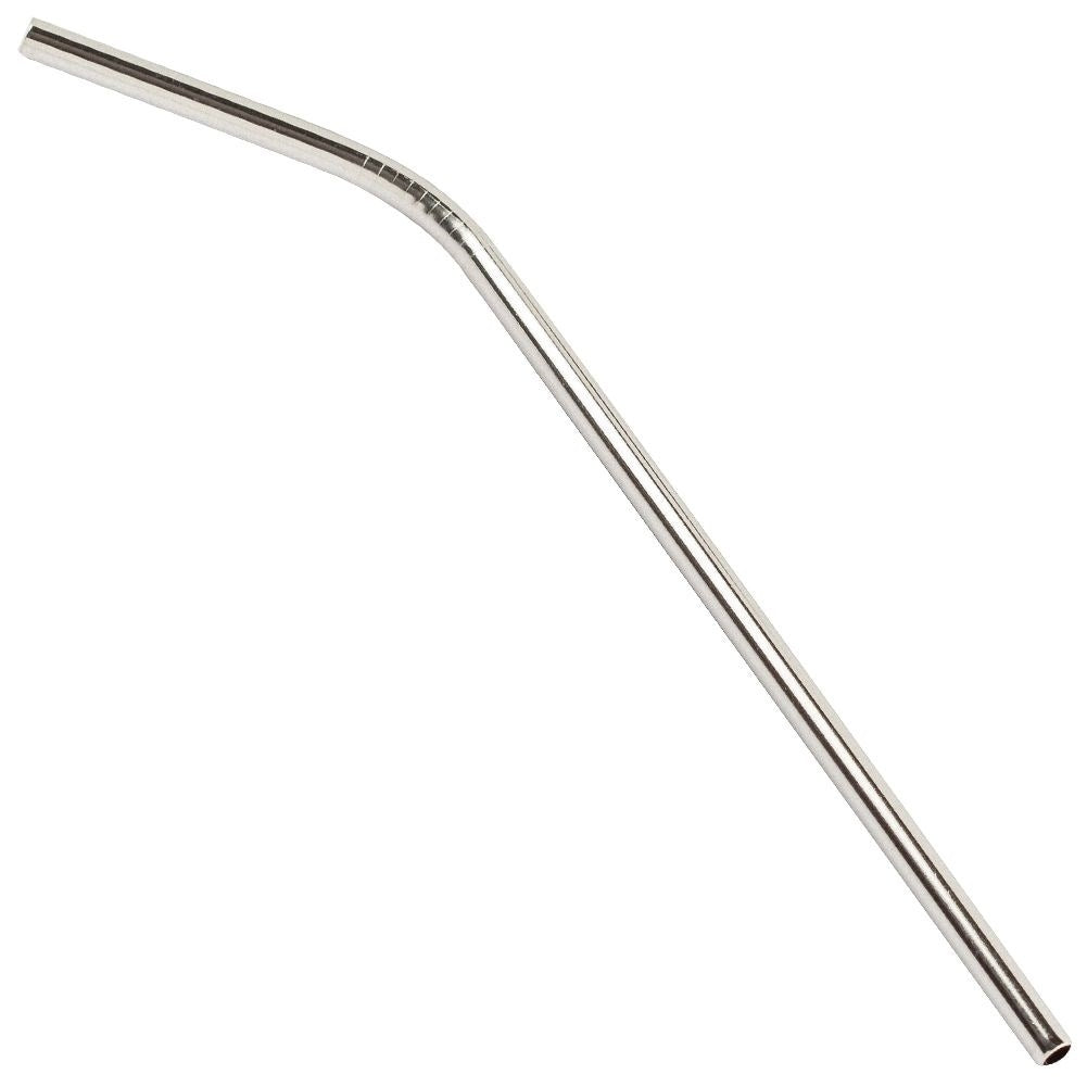 Four bent stainless straws with cleaning brush