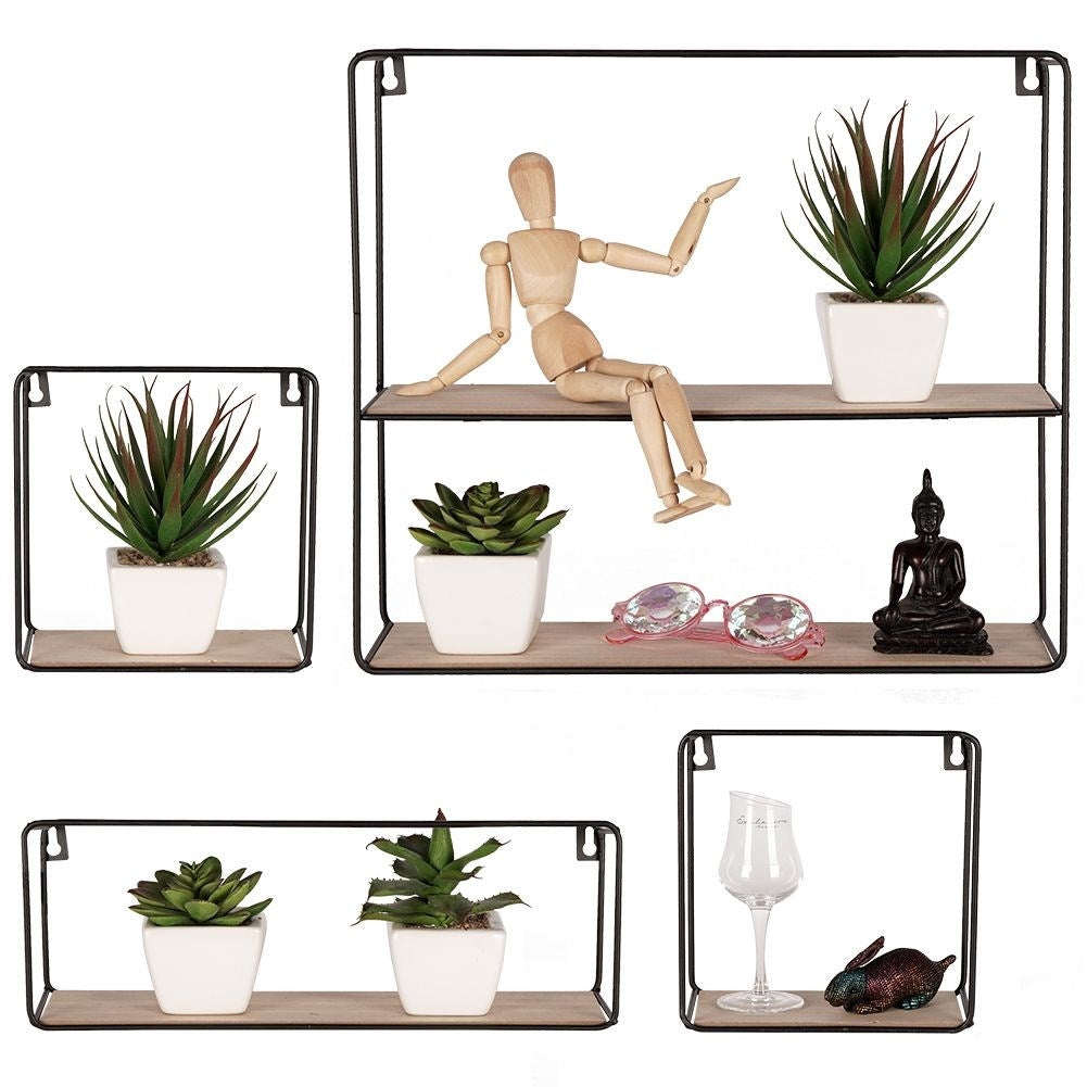 Four black metal shelves in industrial LOFT style