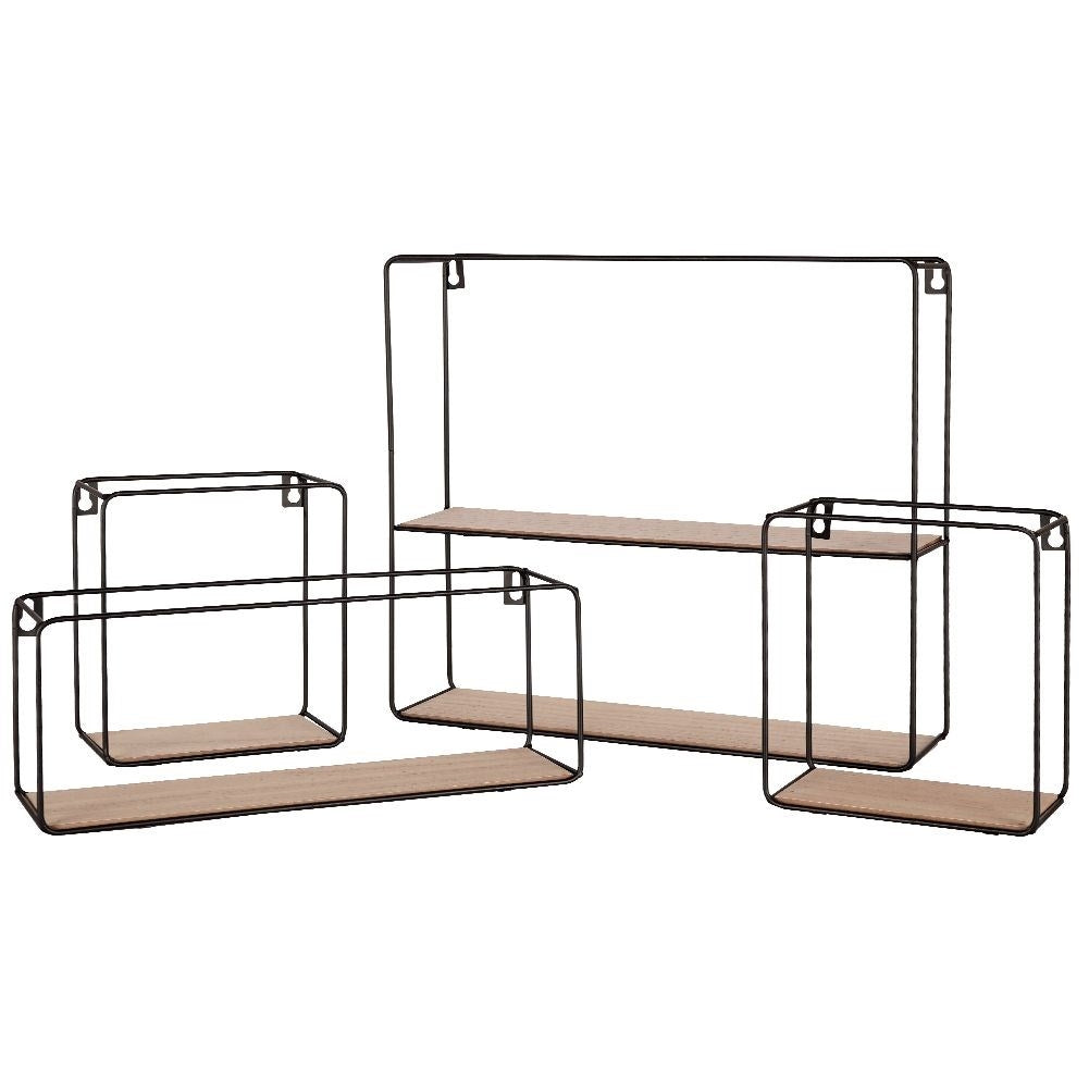 Four black metal shelves in industrial LOFT style