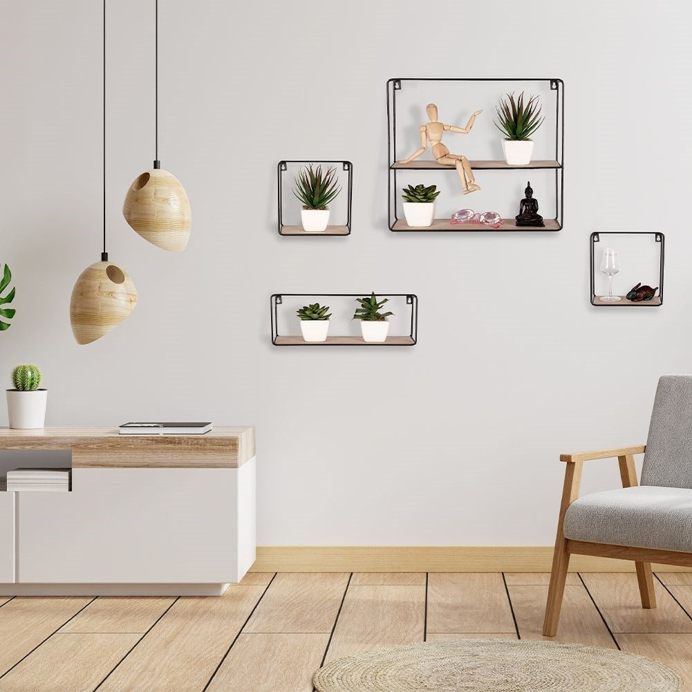 Four black metal shelves in industrial LOFT style