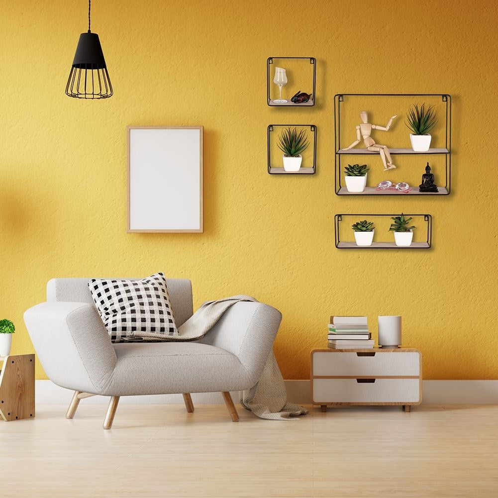 Four black metal shelves in industrial LOFT style