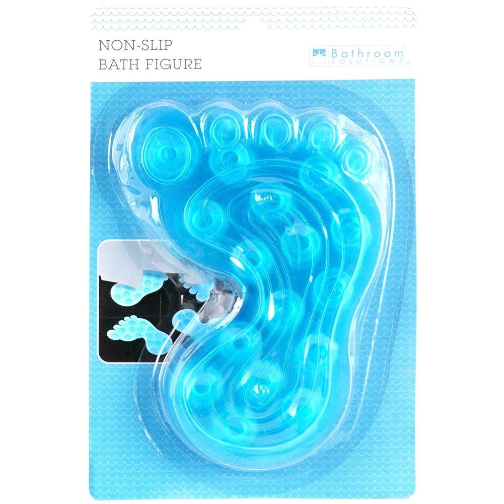 Four blue non-slip mats with suction cups for shower/bathtub