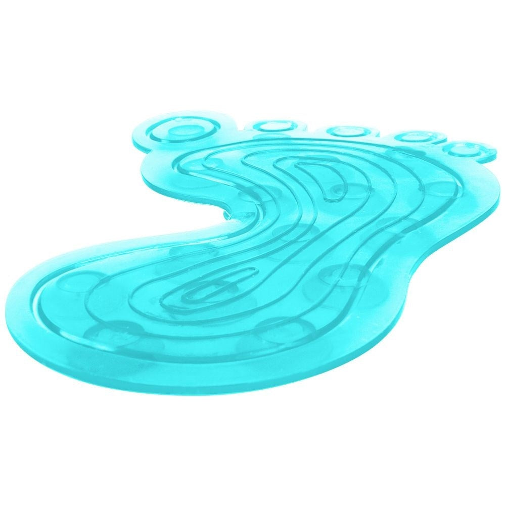 Four blue non-slip mats with suction cups for shower/bathtub