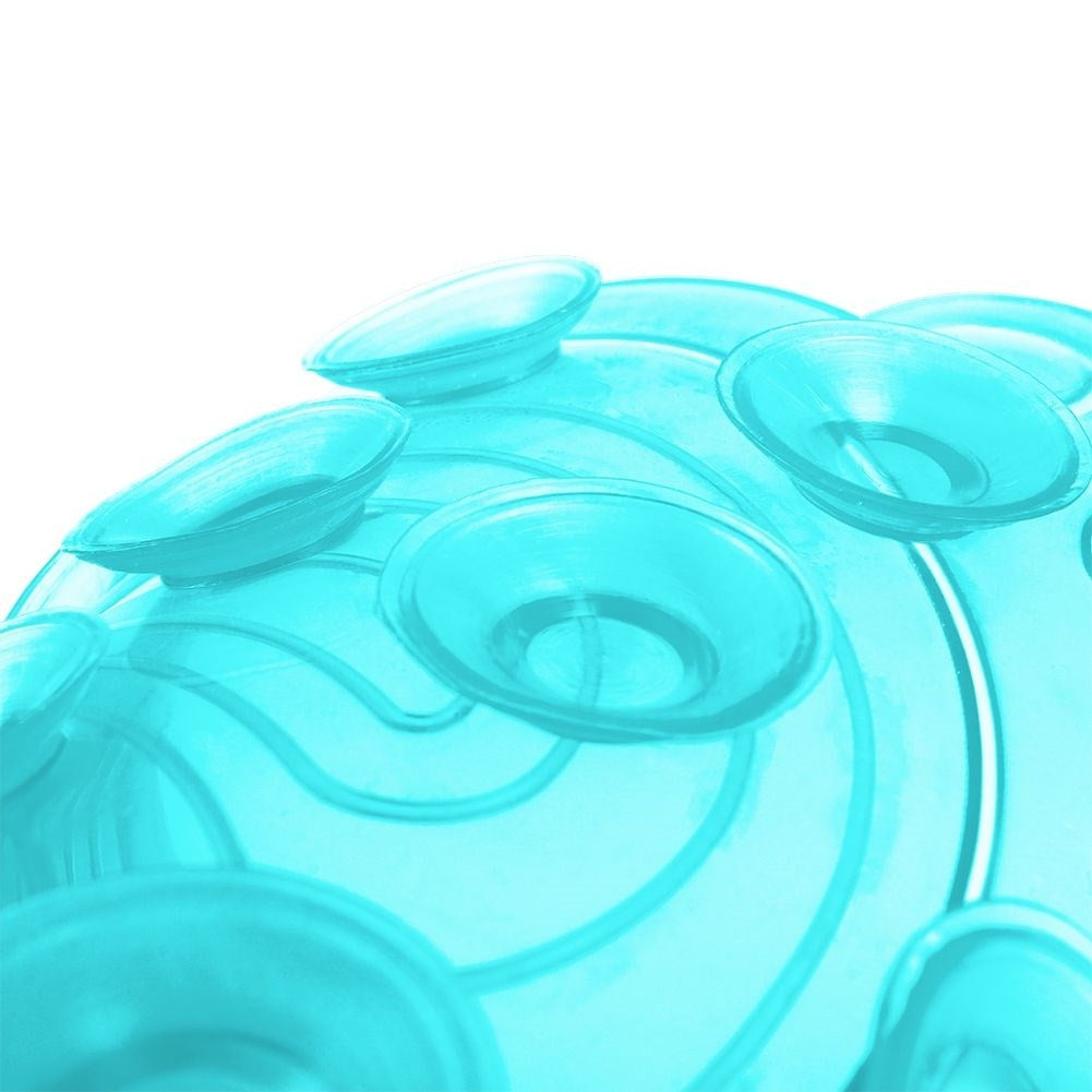 Four blue non-slip mats with suction cups for shower/bathtub