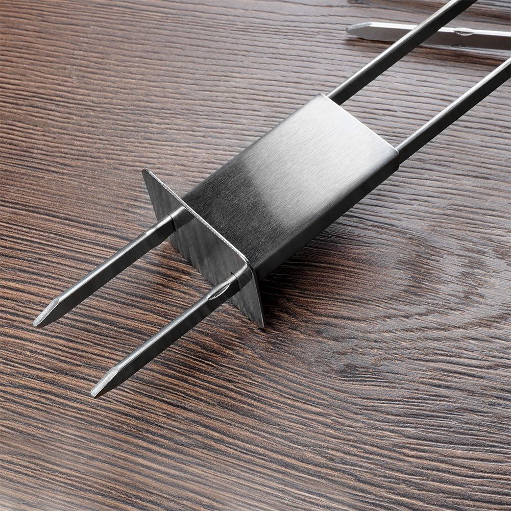 Four double grill skewers in stainless steel for vegetables & meat