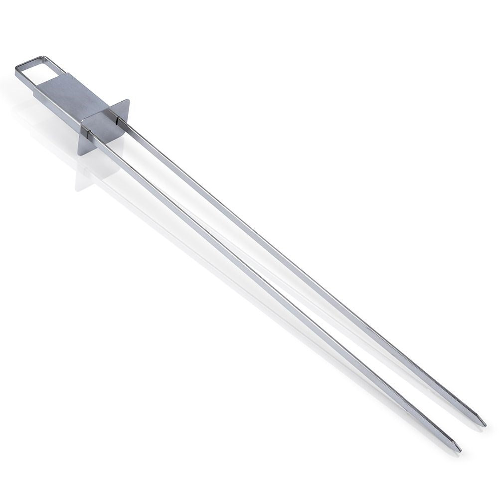 Four double grill skewers in stainless steel for vegetables & meat
