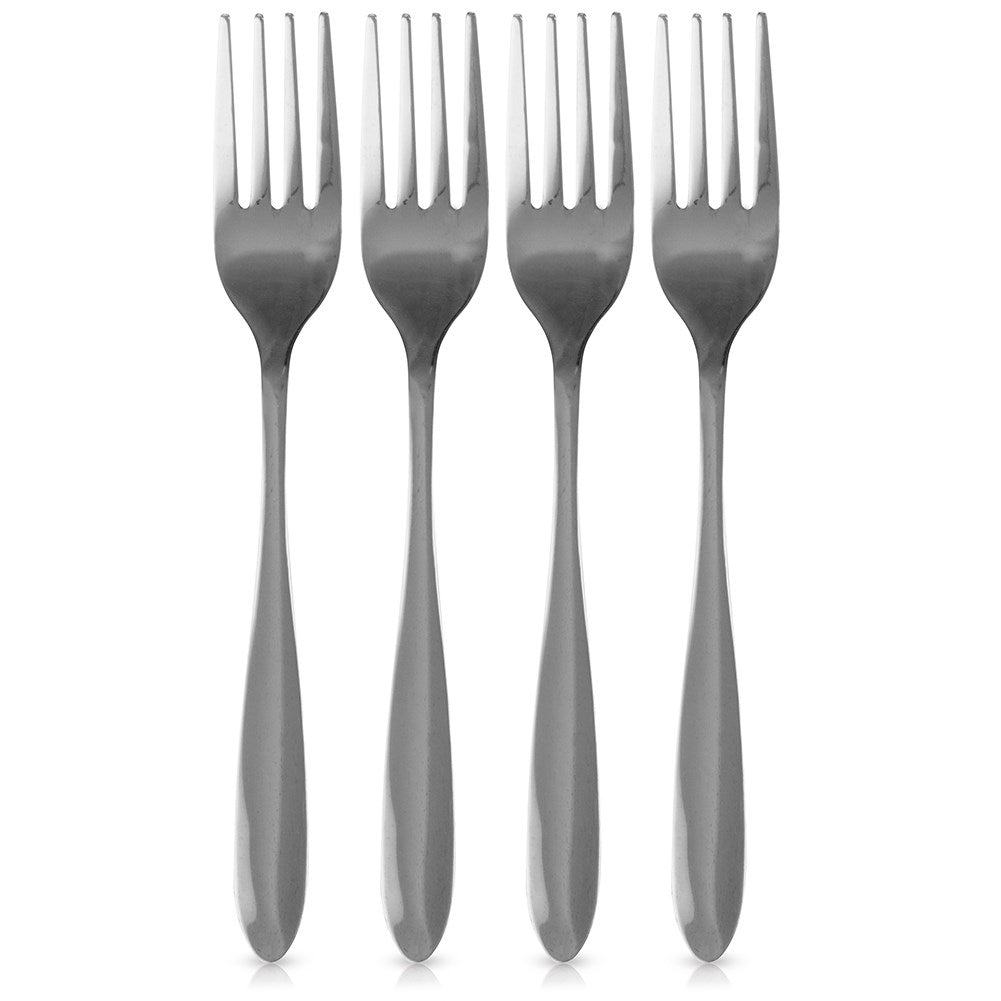 Four elegantly highly polished stainless steel table forks 19.5 cm