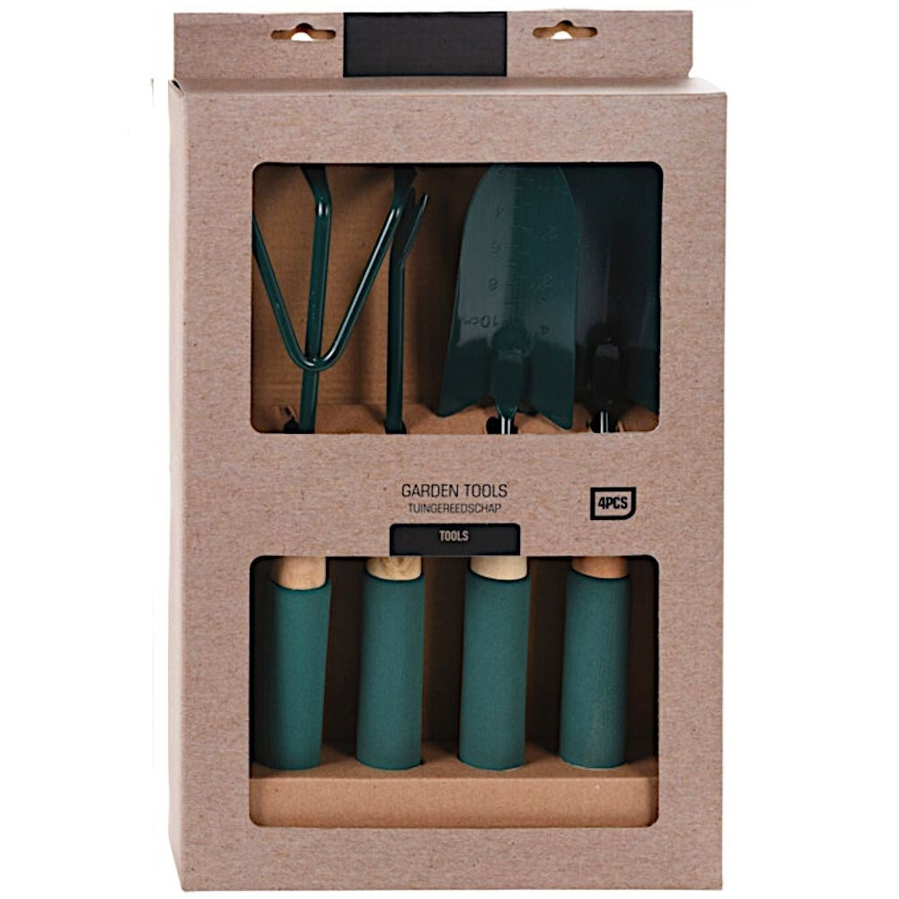Four essential gardening tools with comfortable foam grips