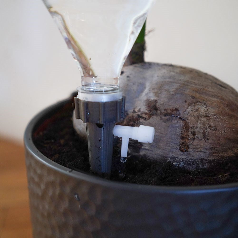 Four irrigation systems with drip valve and flow settings