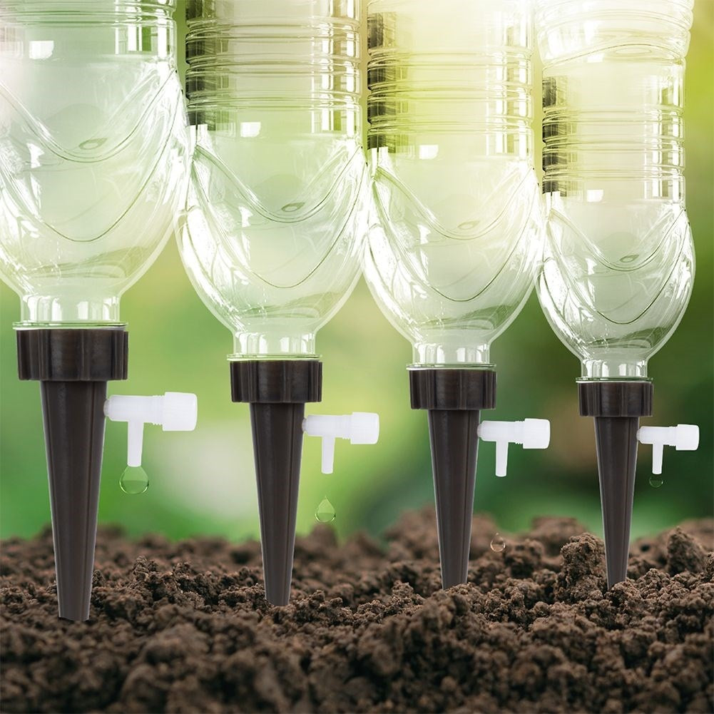 Four irrigation systems with drip valve and flow settings