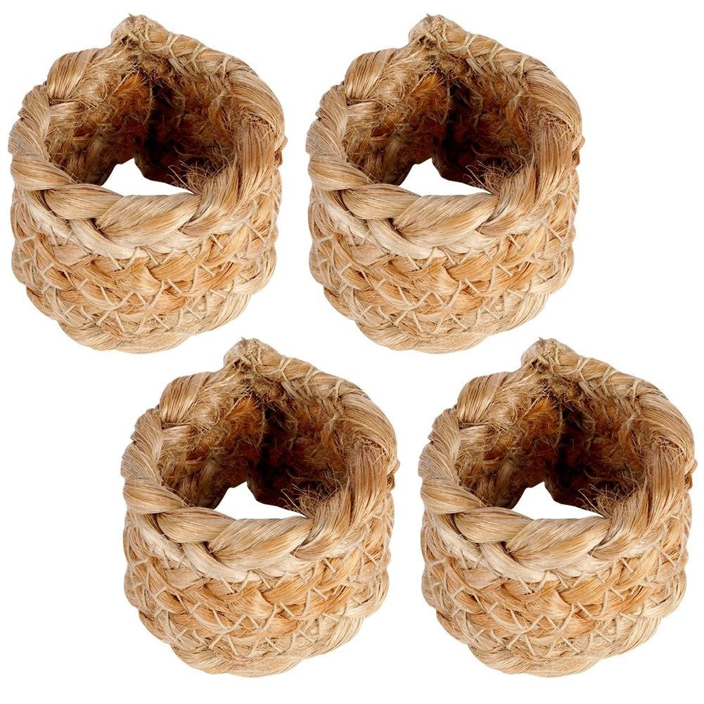 Four jute napkin rings, 4 cm diameter