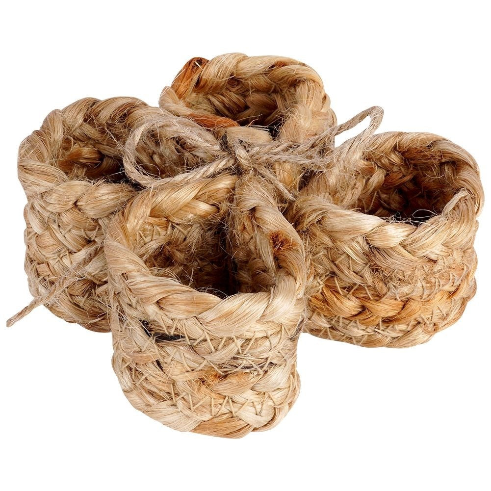 Four jute napkin rings, 4 cm diameter