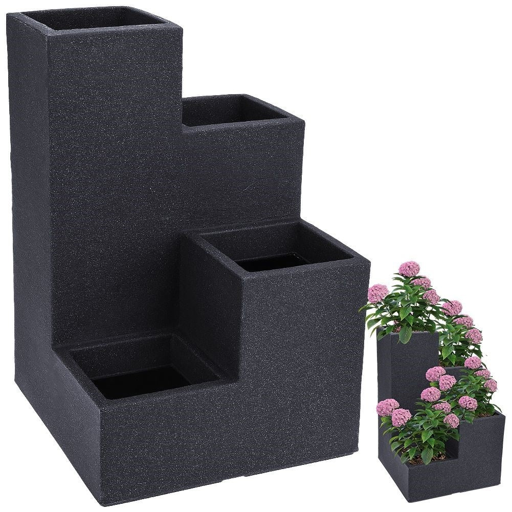 Four levels of plant cascade in stone imitation for the garden