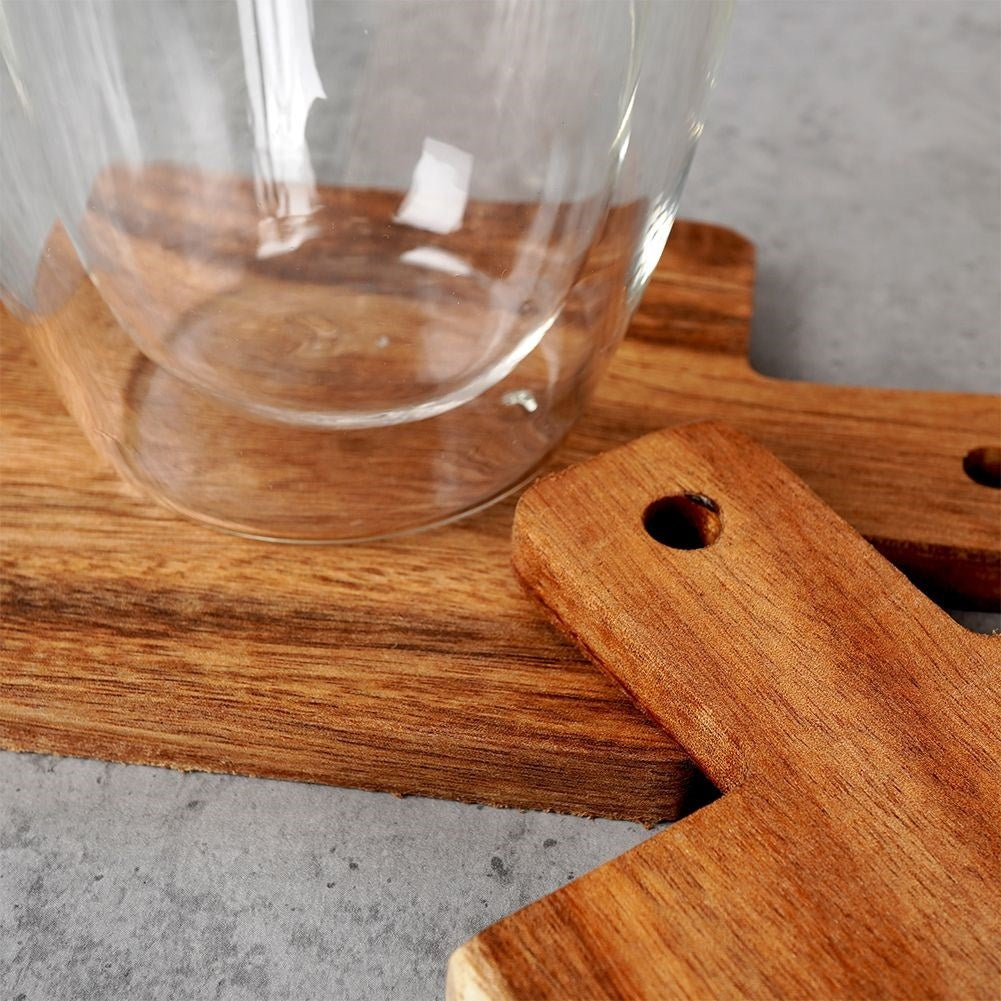 Four non-slip coasters in acacia wood for cups and glasses