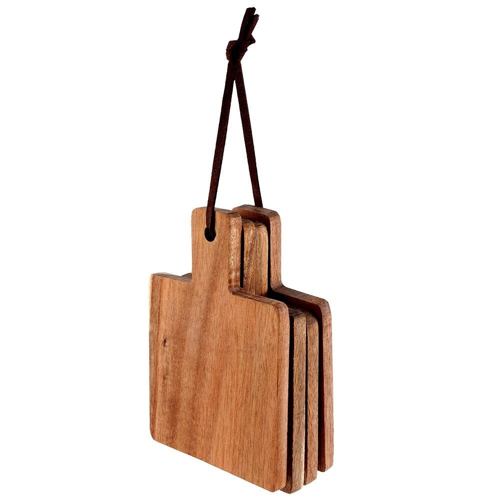 Four non-slip coasters in acacia wood for cups and glasses