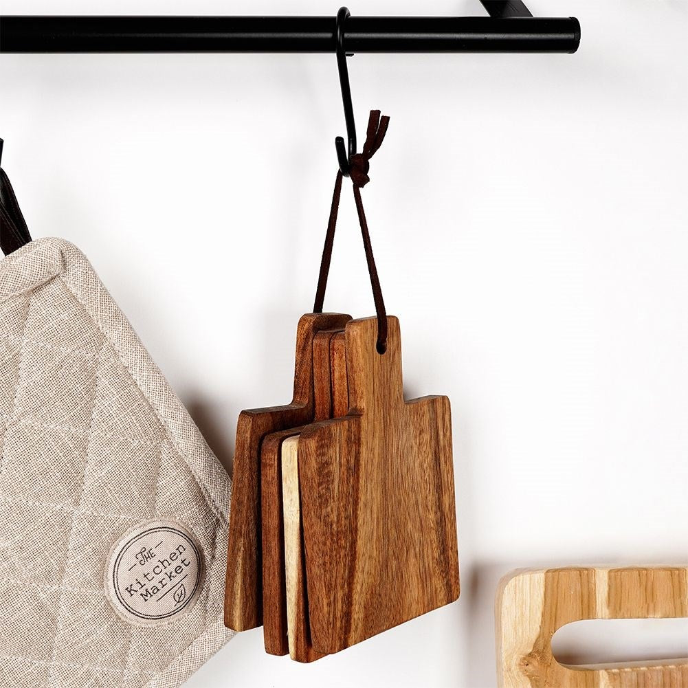 Four non-slip coasters in acacia wood for cups and glasses