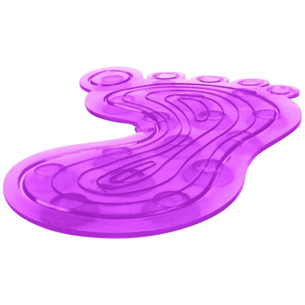 Four purple anti-slip mats with suction cups for shower/bathtub