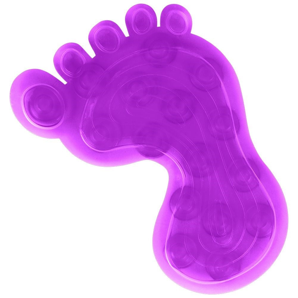 Four purple anti-slip mats with suction cups for shower/bathtub