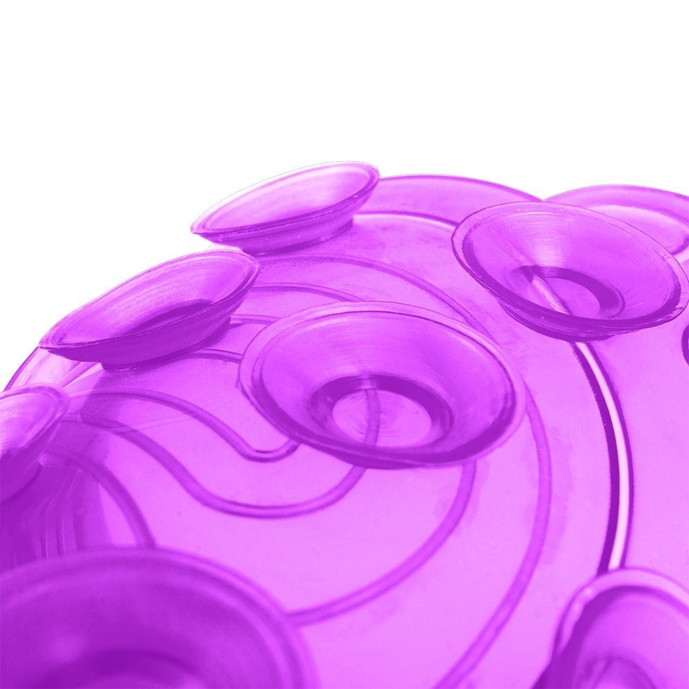 Four purple anti-slip mats with suction cups for shower/bathtub