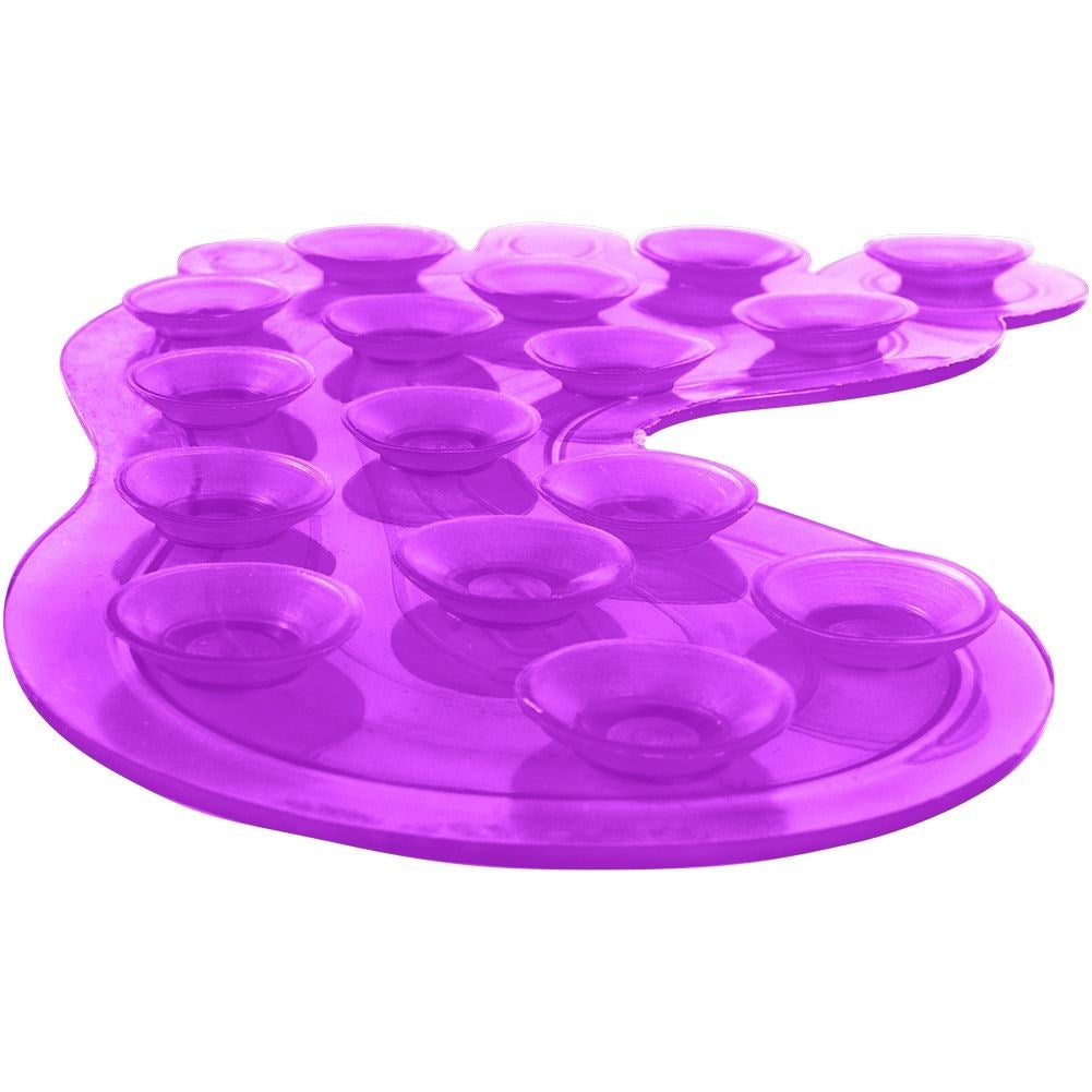 Four purple anti-slip mats with suction cups for shower/bathtub