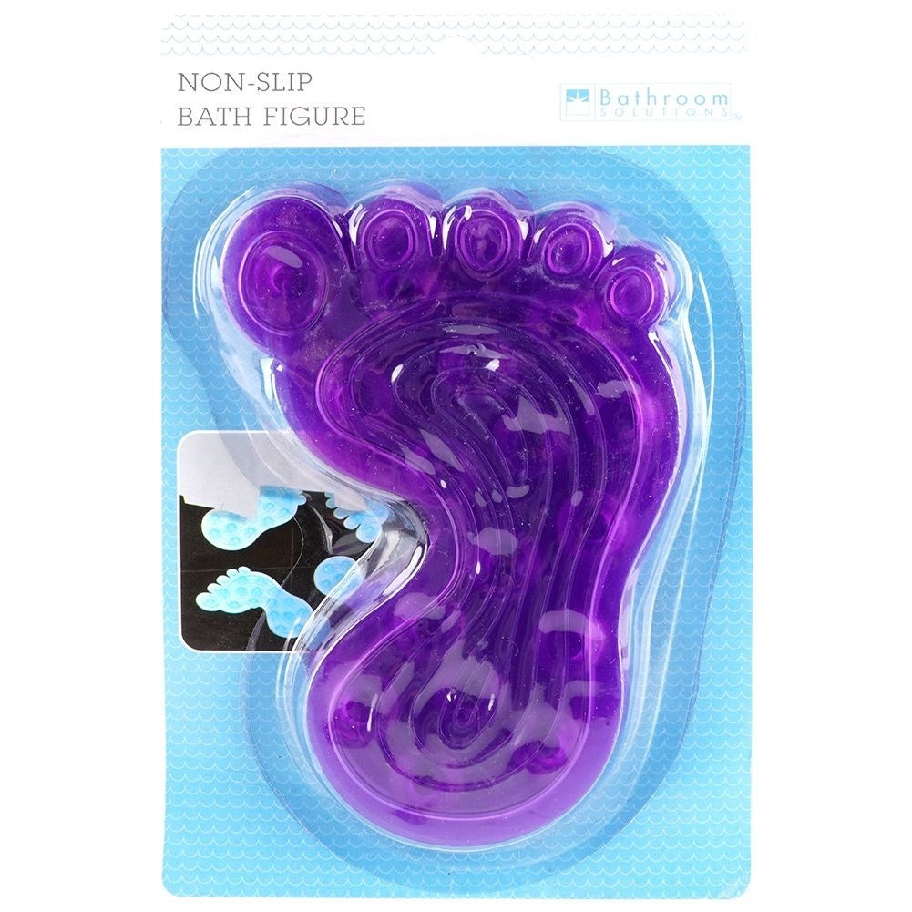 Four purple anti-slip mats with suction cups for shower/bathtub