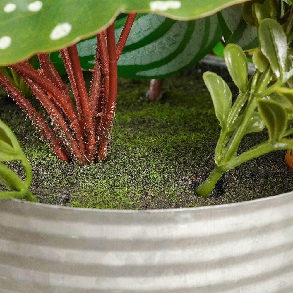 Four realistic artificial plants in pots without care