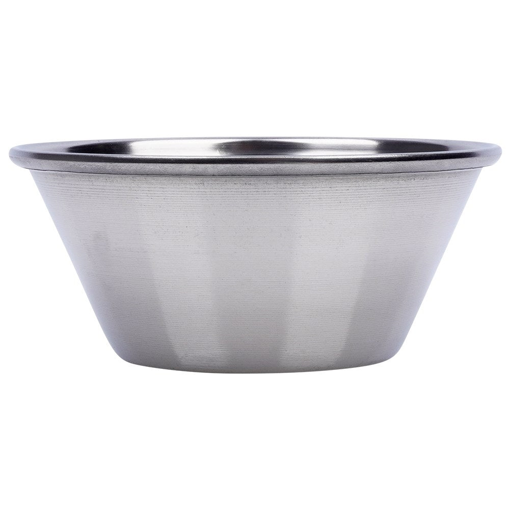 Four small serving bowls in stainless steel, silver colour