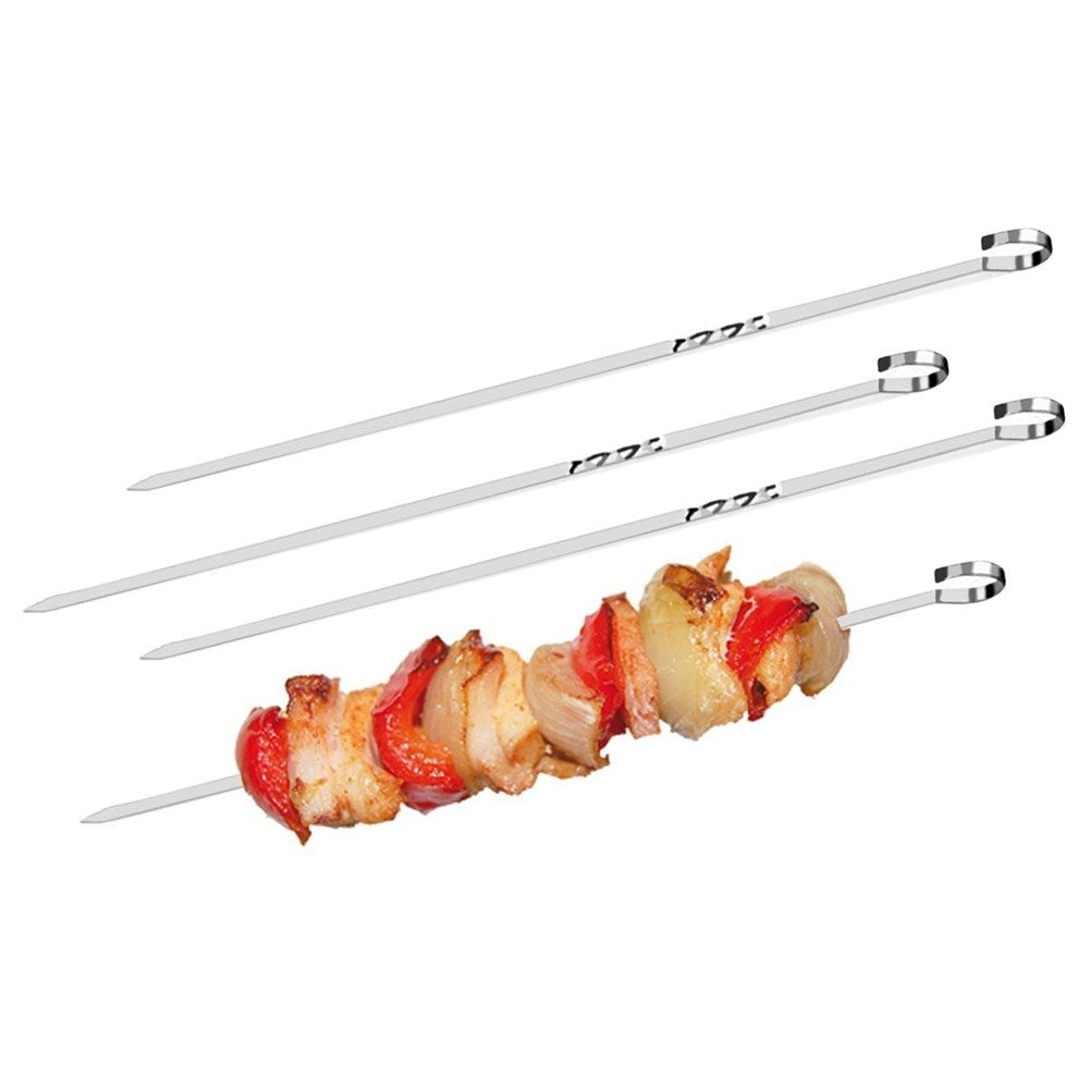 Four stainless steel skewers for grilling and oven baking