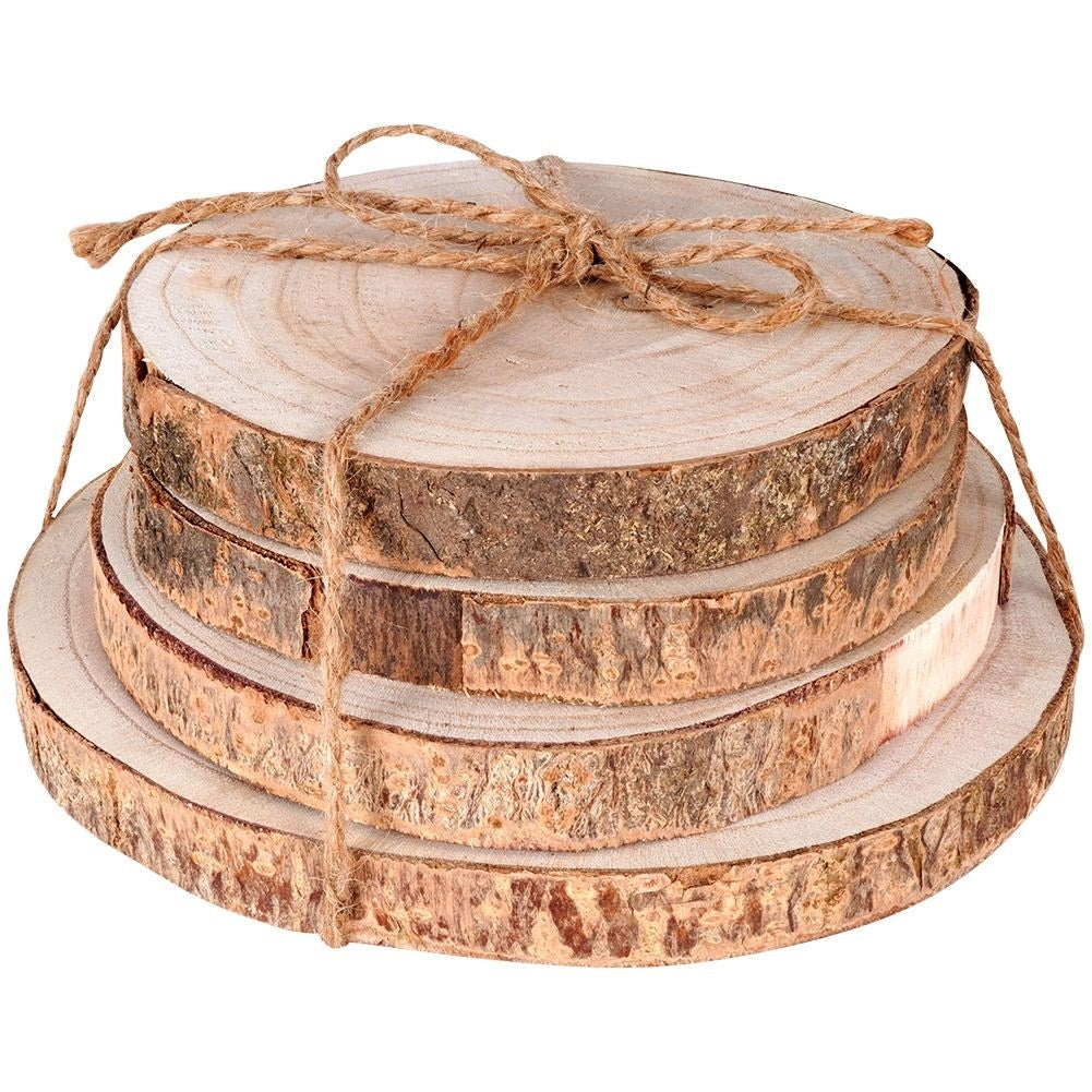 Four wooden boards with bark - natural coasters for cups and candles