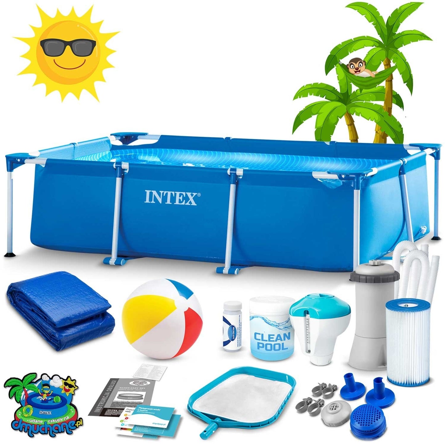 Frame garden pool 220 x 150 x 60 cm 15 in 1 INTEX 28270