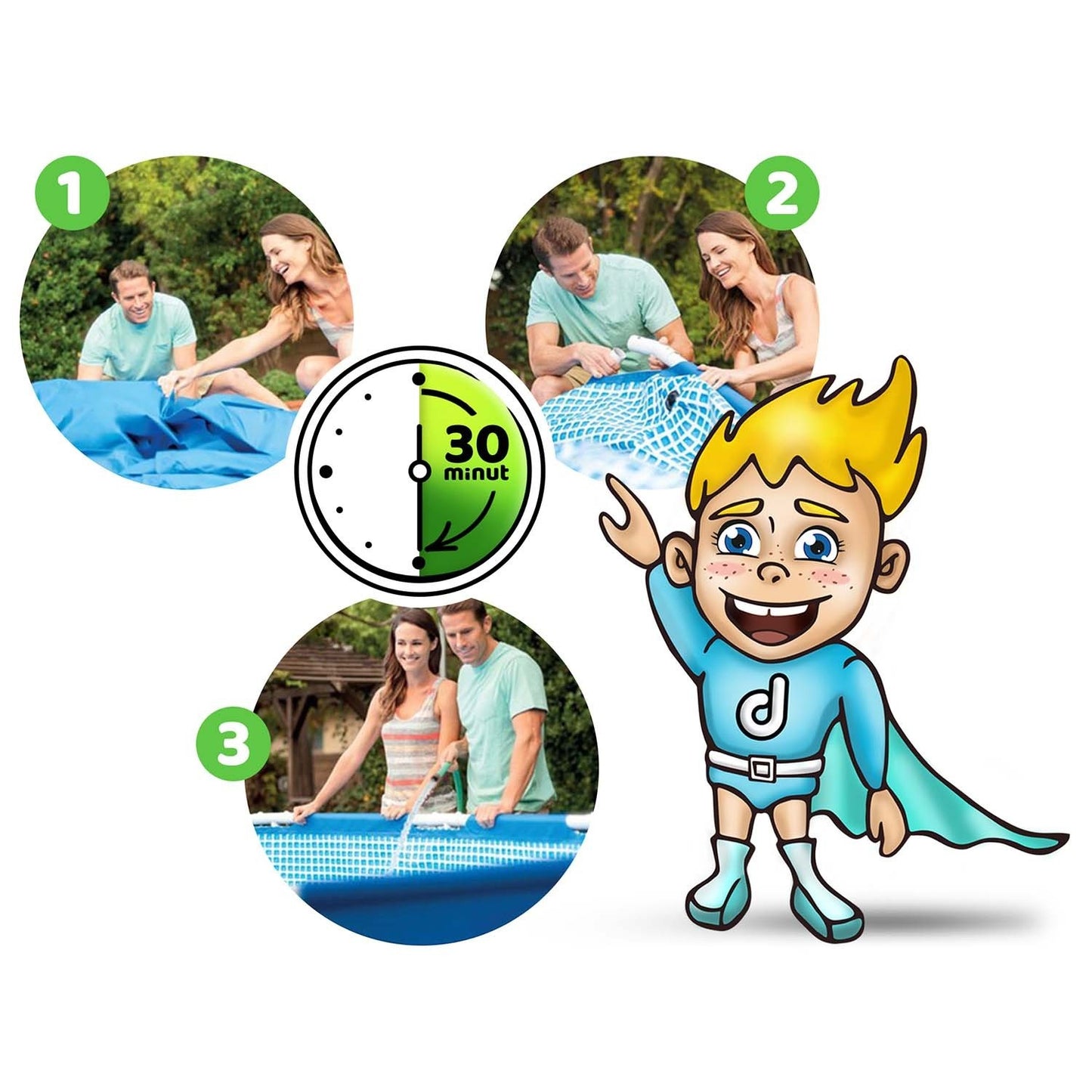 Frame garden pool 300 x 200 x 75 cm 15 in 1 INTEX 28272