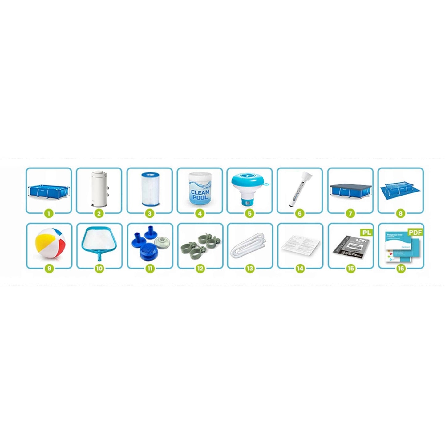 Frame garden pool 300 x 200 x 75 cm 15in1 INTEX 28272 + bubble machine FREE