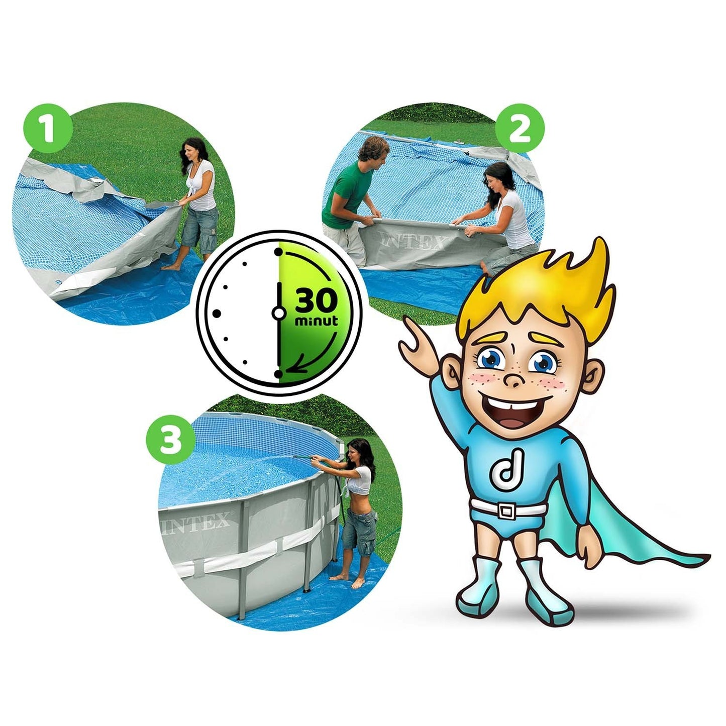 Frame garden pool 305 x 76 cm 3in1 INTEX 26702GN