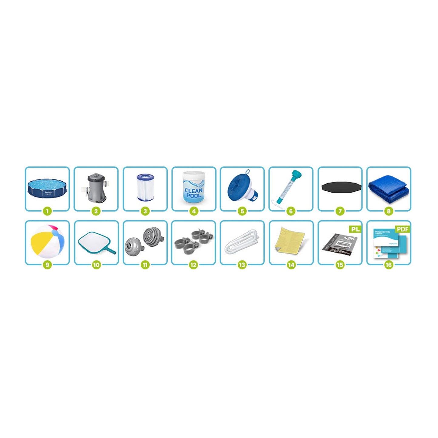 Frame garden pool 366 x 76 cm 16 in 1 Bestway 56681
