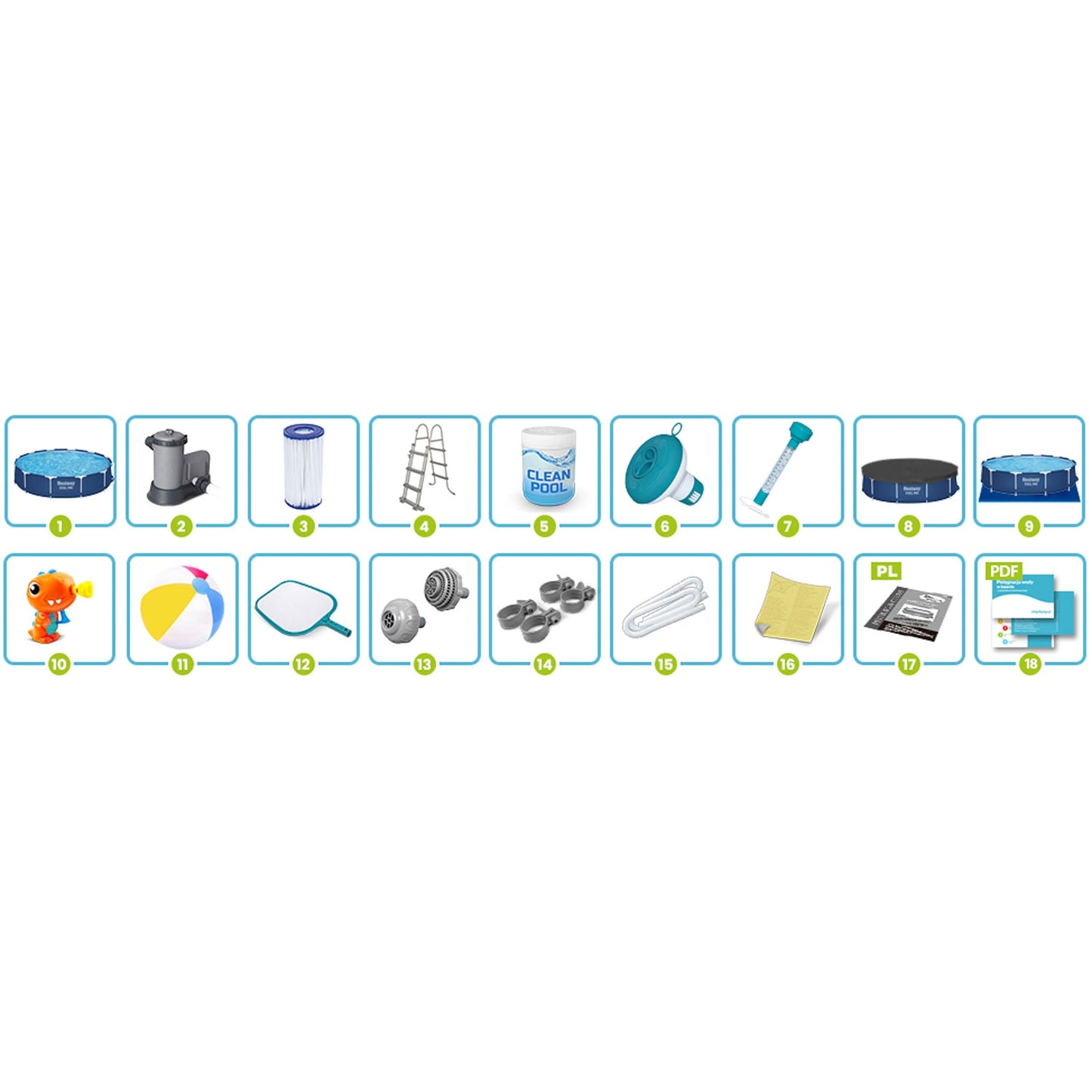 Frame garden pool 366 x 76 cm 16 in 1 Bestway 56681