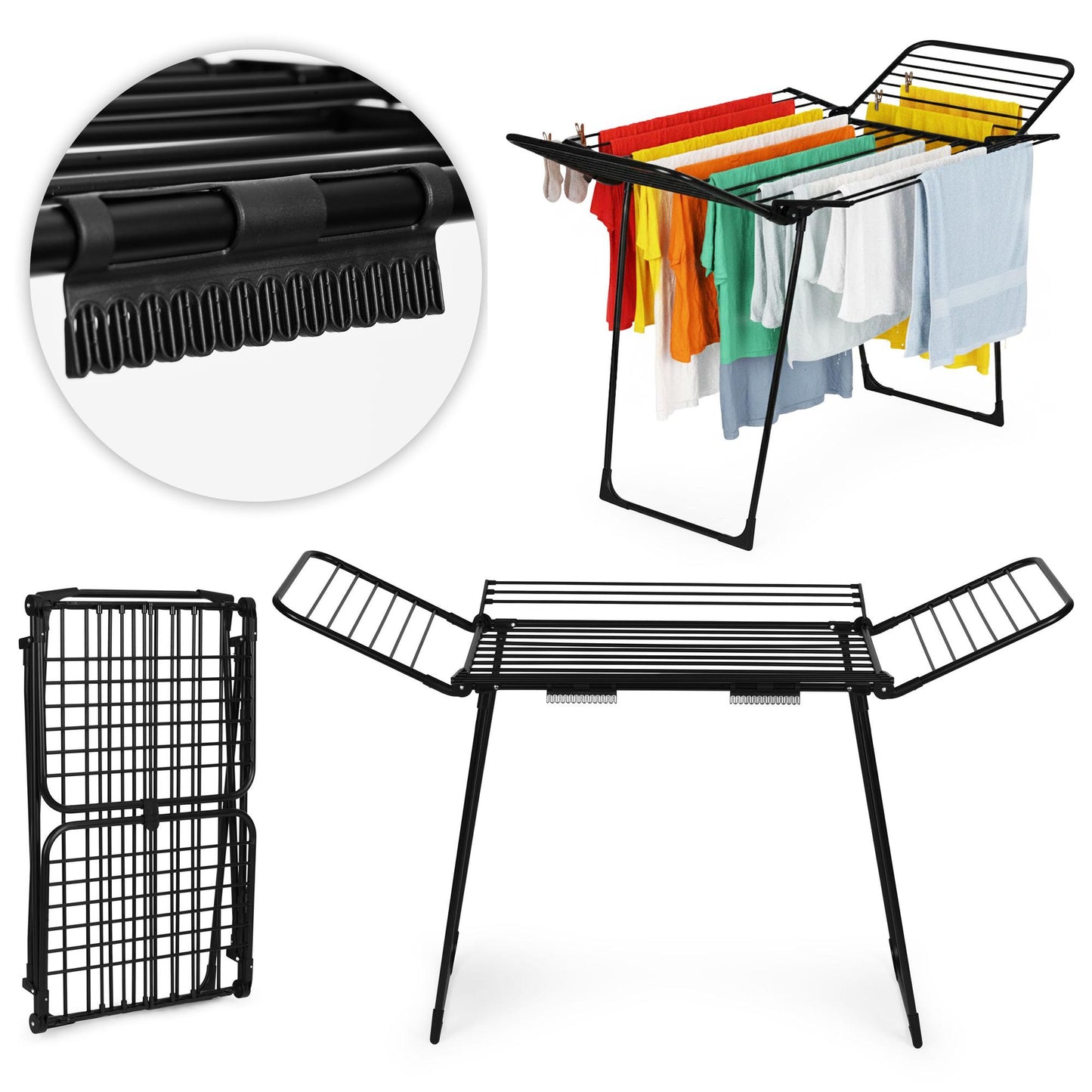 Freestanding Clothes Drying Rack, 25m, Foldable, Black