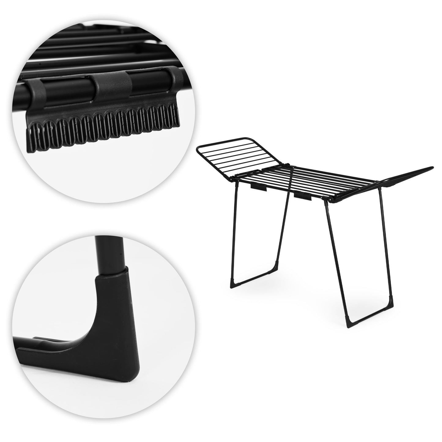 Freestanding Clothes Drying Rack, 25m, Foldable, Black