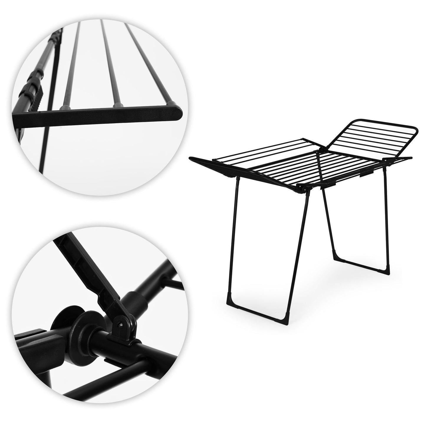 Freestanding Clothes Drying Rack, 25m, Foldable, Black