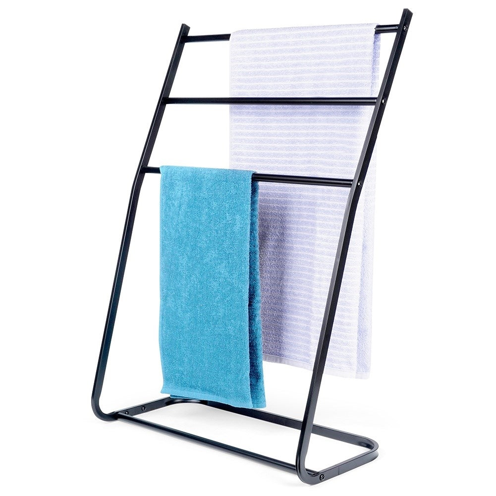 Freestanding Towel and Clothes Hanger in Black Metal