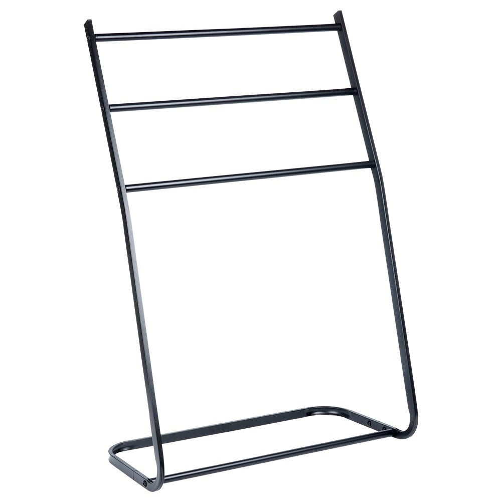 Freestanding Towel and Clothes Hanger in Black Metal