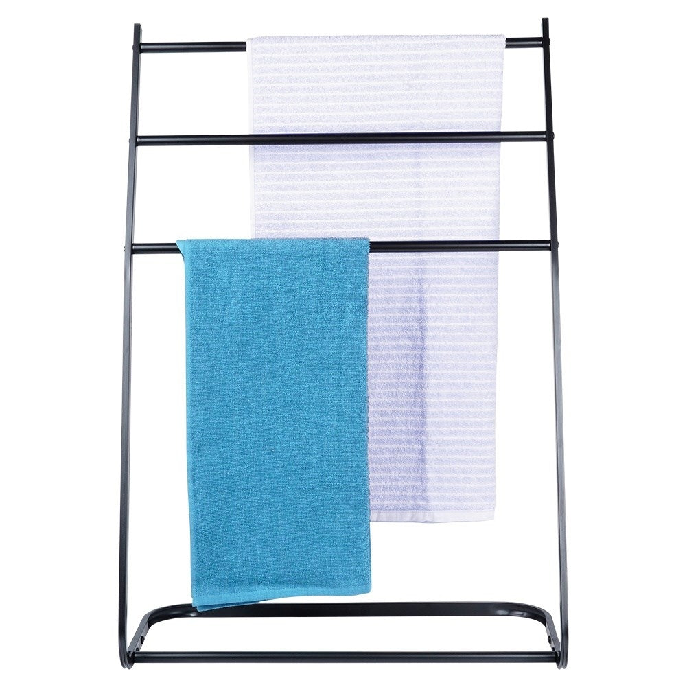 Freestanding Towel and Clothes Hanger in Black Metal